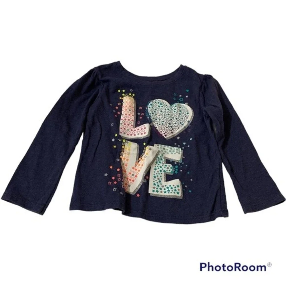 Okie Dokie Garanimais Girl's Lots Of 2 Long Sleeve Graphic Print Tee Size 2T